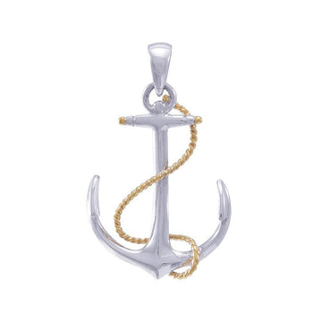 Anchor Sterling Silver and 18K Vermeil Gold Accent Pendant MGV635 - Jewelry